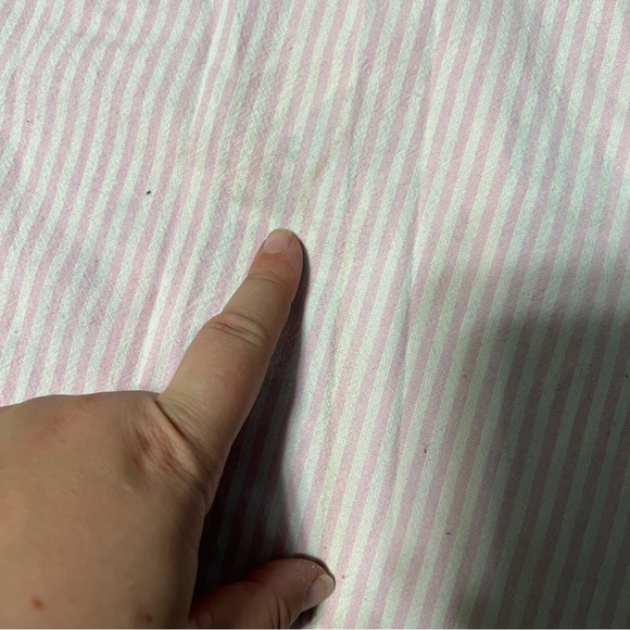 LT Casuals by Liz Thomas white pink striped button down shirt stains medium - Picture 4 of 11